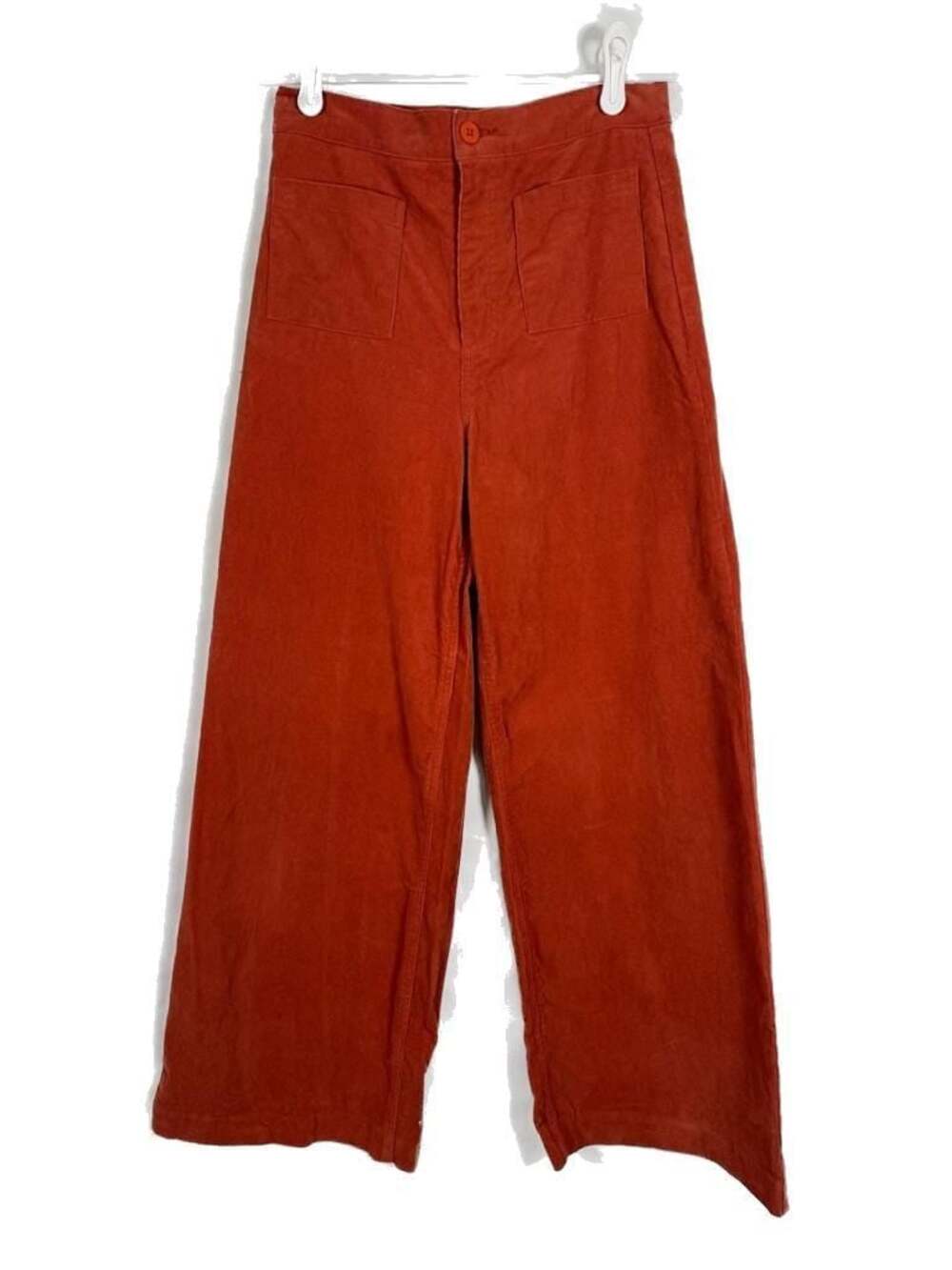 skylar+madison Rust Orange High-Rise Corduroy Wide-Leg Pants, Size Medium - Picture 2 of 10